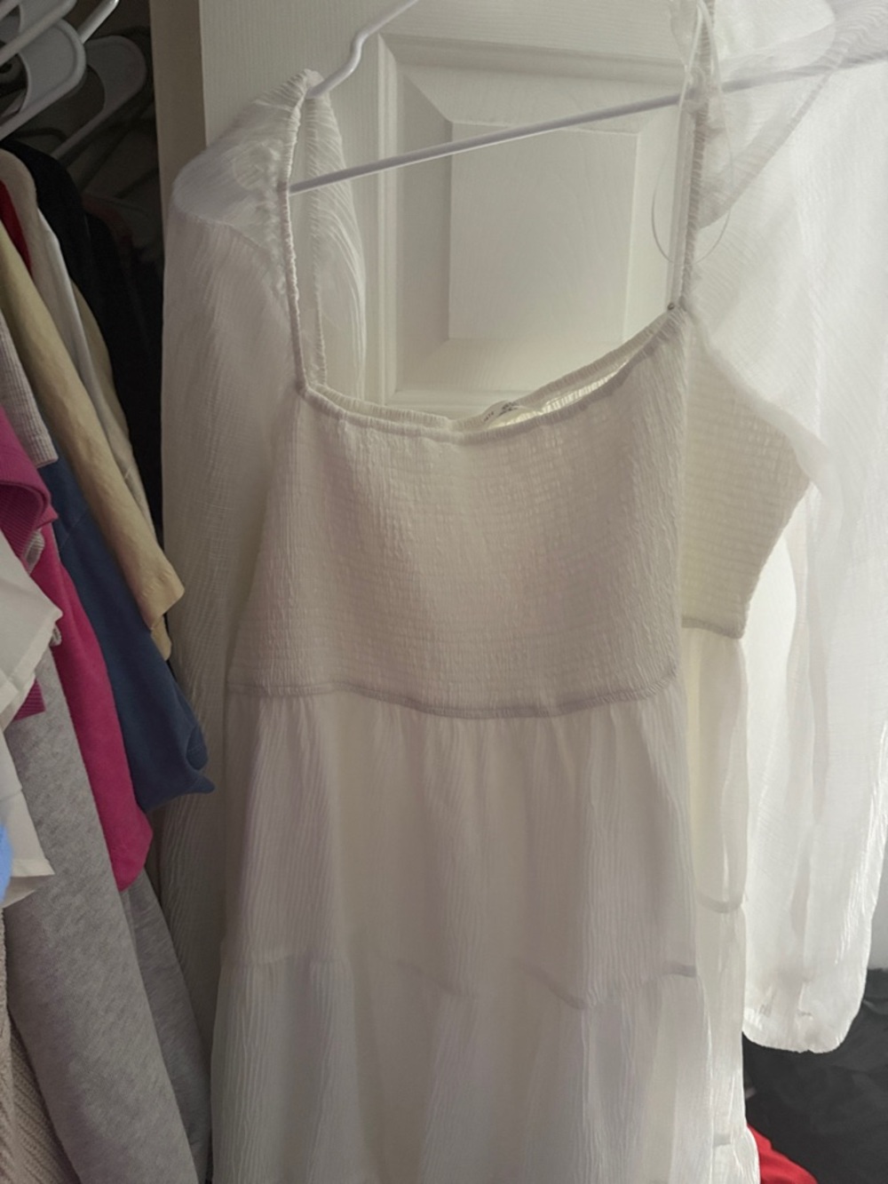 Altar'd State White Crinkled Strap Sundress